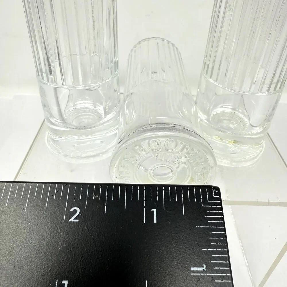 VTG Shooters Inc Houston TX Ribbed Shot Glasses Set 3 Heavy Pressed Barware Rare